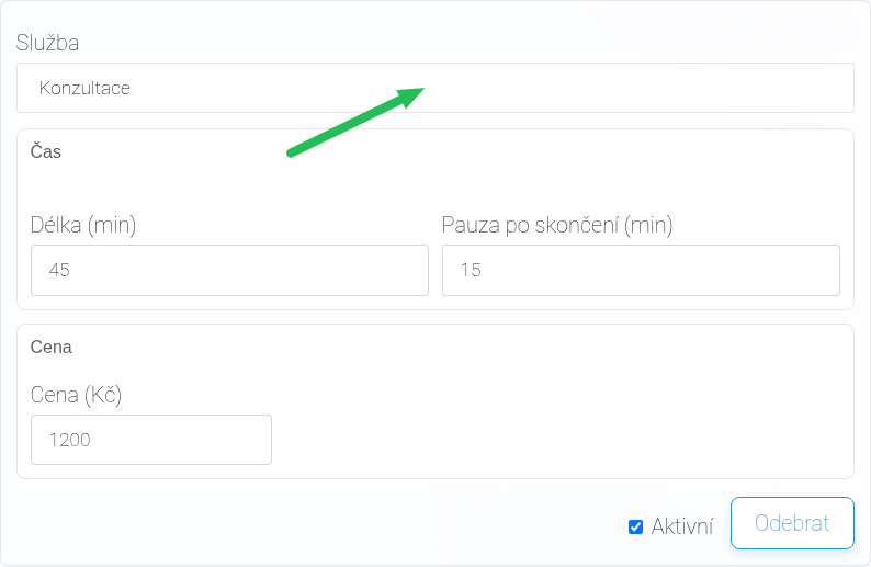Služba Konzultace v nastavení online rezervací.